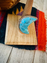 Load image into Gallery viewer, Navajo Turquoise &amp; Sterling Silver Adjustable Moon Ring by Russell Sam