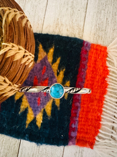 Navajo Sterling Silver & Morenci Turquoise Cuff Bracelet