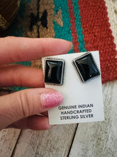 Load image into Gallery viewer, *Authentic* Navajo Onyx &amp; Sterling Silver Post Earrings