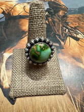 Load image into Gallery viewer, Beautiful Handmade Sonoran Turquoise And Sterling Silver Adjustable Single Stone Ring ROUND