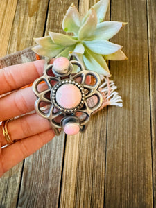 Navajo Queen Pink Conch Shell & Sterling Silver Cuff Bracelet