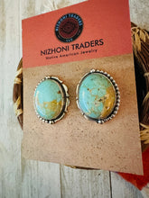 Load image into Gallery viewer, Navajo Turquoise &amp; Sterling Silver Post Earrings Signed