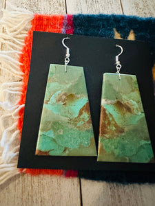 Navajo Sterling Silver & Turquoise Jumbo Slab Dangle Earrings