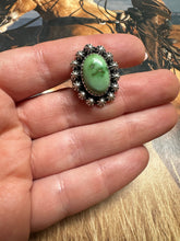 Load image into Gallery viewer, Beautiful Handmade Sonoran Turquoise And Sterling Silver Adjustable Single Stone Ring OVAL