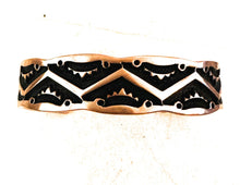 Load image into Gallery viewer, Navajo Hand Stamped Copper Cuff Bracelet Signed