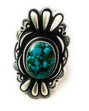 Load image into Gallery viewer, Navajo Turquoise &amp; Sterling Silver Adjustable Concho Ring by Leander Tahe