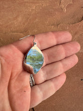 Load image into Gallery viewer, Handmade New Lander Turquoise and Sterling Silver Dangles