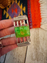 Load image into Gallery viewer, Navajo Gaspeite &amp; Sterling Silver Cuff Bracelet