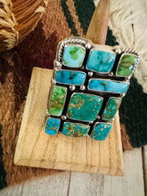 Load image into Gallery viewer, Navajo Sonoran Mountain Turquoise &amp; Sterling Silver Adjustable Cluster Ring