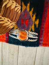 Load image into Gallery viewer, Navajo Sterling Silver &amp; Orange Spiny Oyster Cuff Bracelet