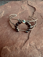 Load image into Gallery viewer, Handmade Sterling Silver, Onyx &amp; Spice Cuff Bracelet Signed Nizhoni