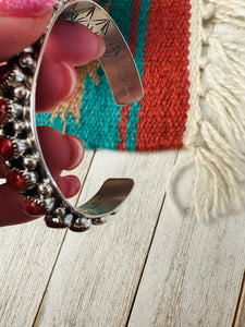 *Authentic* Navajo Red Spiny & Sterling Silver Cuff Bracelet by Darlene Begay