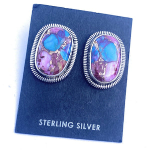 *AUTHENTIC* Navajo Pink Dream Mohave & Sterling Silver Post Earrings By Wydell Billie (Copy)