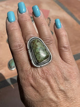 Load image into Gallery viewer, *AUTHENTIC* Navajo Sterling Silver &amp; Royston Turquoise Necklace, Earring, Cuff &amp; Ring Set