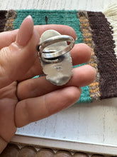 Load image into Gallery viewer, Gorgeous Navajo Sterling Silver &amp; Turquoise Adjustable Ring Signed LK
