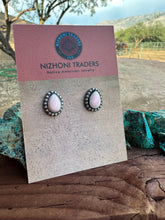 Load image into Gallery viewer, Navajo Sterling Silver and Pink Conch Tear Drop Post Earrings