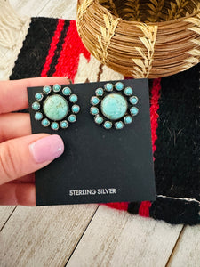 Navajo Sterling Silver & Turquoise Cluster Post Earrings