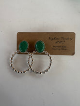 Load image into Gallery viewer, *Authentic* Handmade Turquoise &amp; Sterling Silver Hoop Earrings GREEN TONES