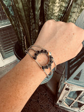 Load image into Gallery viewer, Handmade Sterling Silver, Onyx &amp; Spice Cuff Bracelet Signed Nizhoni