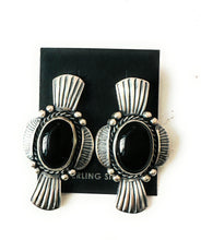Load image into Gallery viewer, *AUTHENTIC* Navajo Onyx &amp; Sterling Silver Post Earrings