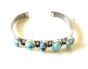 *AUTHENTIC* Navajo Golden Hills Turquoise & Sterling Silver Cuff Bracelet