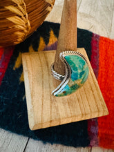 Load image into Gallery viewer, Navajo Turquoise &amp; Sterling Silver Adjustable Moon Ring by Russell Sam