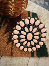 Load image into Gallery viewer, Navajo Queen Pink Conch Shell &amp; Sterling Silver Cluster Cuff Bracelet