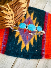 Load image into Gallery viewer, Navajo Sterling Silver &amp; Kingman Turquoise Cuff Bracelet