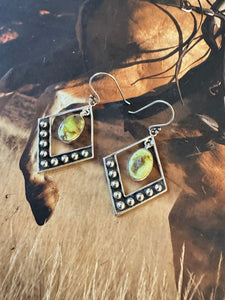 Handmade Palomino Turquoise and Sterling Silver Dangle Earrings