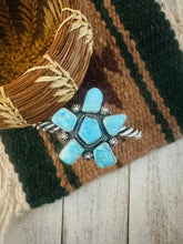 Load image into Gallery viewer, Navajo Kingman Turquoise &amp; Sterling Silver Cluster Cuff Bracelet