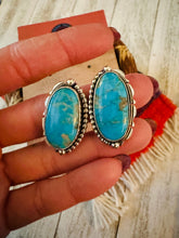 Load image into Gallery viewer, Navajo Kingman Turquoise &amp; Sterling Silver Post Earrings Signed