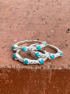 Handmade Sterling Silver Turquoise and CZ Eternity Band