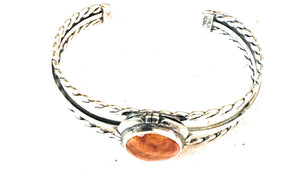 Navajo Sterling Silver & Orange Spiny Oyster Cuff Bracelet