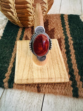 Load image into Gallery viewer, Navajo Orange Spiny &amp; Sterling Silver Ring Size 7