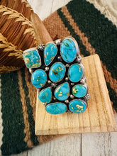 Load image into Gallery viewer, Navajo Sonoran Mountain Turquoise &amp; Sterling Silver Adjustable Cluster Ring