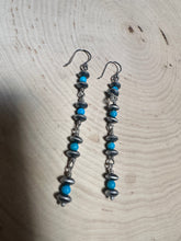 Load image into Gallery viewer, Handmade Turquoise And Sterling Silver Beaded Dangle Earrings