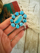 Load image into Gallery viewer, Navajo Kingman Turquoise &amp; Sterling Silver Cluster Cuff Bracelet