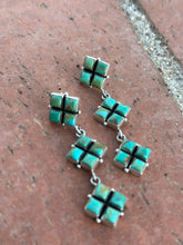 Load image into Gallery viewer, Handmade Royston Turquoise and Sterling Silver Post Dangle Earrings