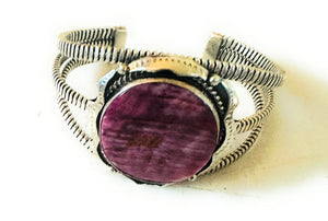 Navajo Sterling Silver & Purple Spiny Cuff Bracelet