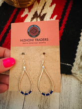 Load image into Gallery viewer, Navajo Sterling Liquid Silver &amp; Lapis Beaded Dangle Earrings