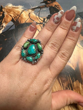 Load image into Gallery viewer, Beautiful Handmade Sonoran Mountain Turquoise And Sterling Silver Adjustable Cluster Ring