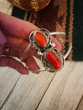 Load image into Gallery viewer, Old Pawn Navajo Sterling Silver &amp; Coral Cuff Bracelet