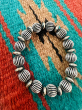 Load image into Gallery viewer, *AUTHENTIC* Navajo 10mm Sterling Silver Beaded Stretch Bracelet (Copy)