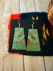 Navajo Sterling Silver & Turquoise Jumbo Slab Dangle Earrings