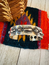 Load image into Gallery viewer, Navajo Hand Stamped Sterling Silver Cuff Bracelet By Elvira Bill