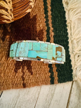 Load image into Gallery viewer, Navajo Number 8 Turquoise &amp; Sterling Silver Inlay Cuff Bracelet