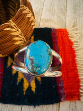 Load image into Gallery viewer, Navajo Sterling Silver &amp; Kingman Turquoise Cuff Bracelet