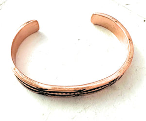 Navajo Hand Stamped Copper Cuff Bracelet