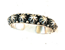 Load image into Gallery viewer, Navajo Hand Stamped Sterling Silver Studded Cuff Bracelet