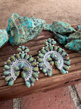 Load image into Gallery viewer, Navajo Turquoise &amp; Sterling Silver Naja Post Earrings